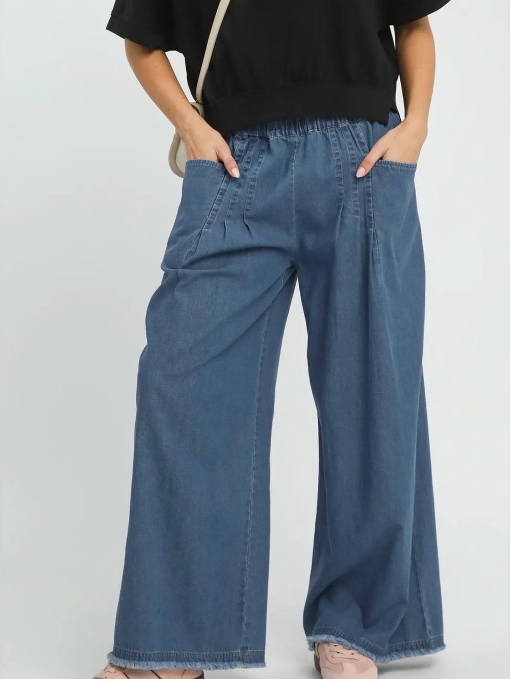 Umgee Stone Washed Wide Leg Pants